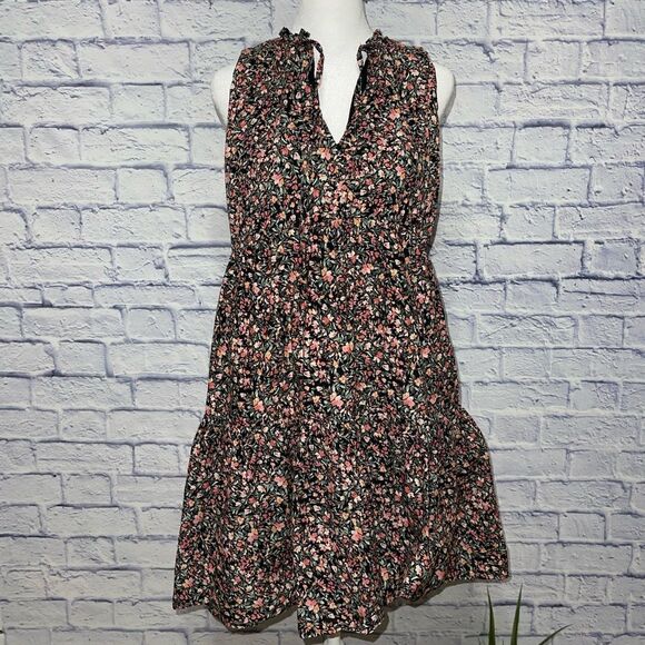 BB Dakota Sleeveless Tiered Black Floral Dress - Picture 4 of 14